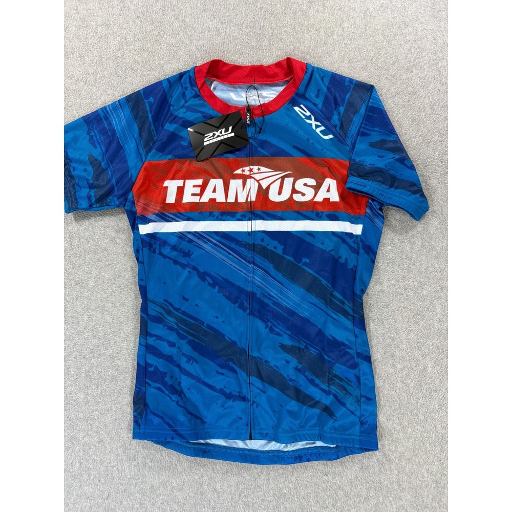 NWT 2XU TEAM USA Short Sleeve Cycling Jersey (Women's Medium) Blue